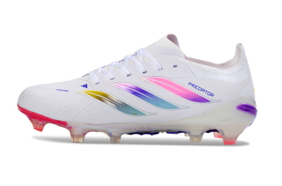 Adidas Predator 26 Elite FG Firm Ground Soccer Cleats - White/Iridescent Pink/Iridescent Blue