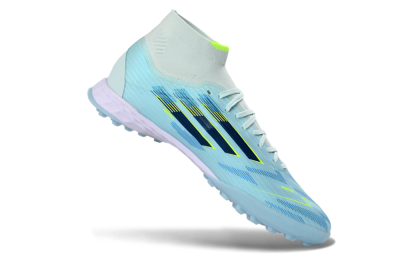 Adidas F50 Elite Mid TF Artificial Turf Soccer Shoes - Blue/Light Blue/Neon Yellow