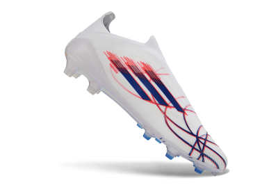 Adidas F50 Elite Laceless FG Firm Ground Soccer Cleats - White/Bright Red/Deep Blue