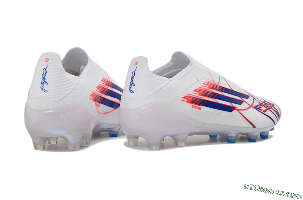 Adidas F50 Elite Laceless FG Firm Ground Soccer Cleats - White/Bright Red/Deep Blue 7