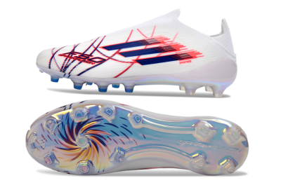 Adidas F50 Elite Laceless FG Firm Ground Soccer Cleats - White/Bright Red/Deep Blue