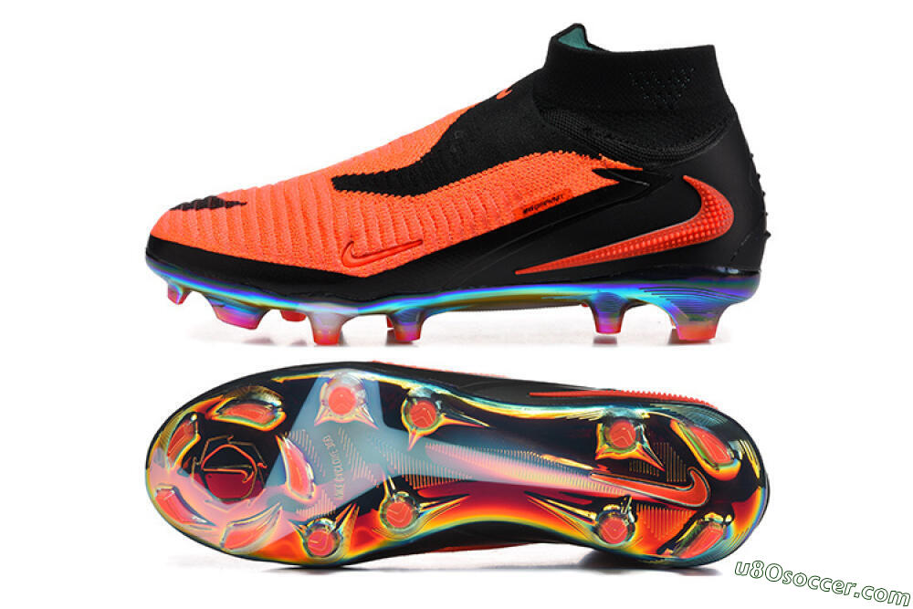 Nike Phantom 6 Elite High FG Firm Ground Soccer Cleats - Orange/Neon Blaze/Rainbow Fade 0