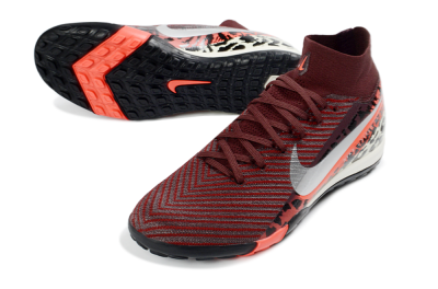 Nike Air Zoom Mercurial Superfly 10 Elite TF Artificial Turf Soccer Shoes - Maroon/Coral Blaze/Deep Black