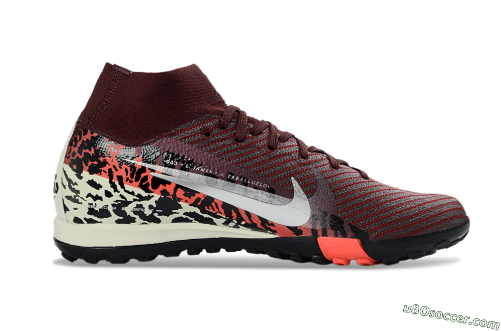 Nike Air Zoom Mercurial Superfly 10 Elite TF Artificial Turf Soccer Shoes - Maroon/Coral Blaze/Deep Black 5