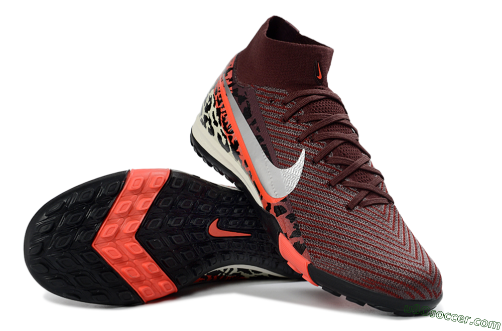 Nike Air Zoom Mercurial Superfly 10 Elite TF Artificial Turf Soccer Shoes - Maroon/Coral Blaze/Deep Black 0