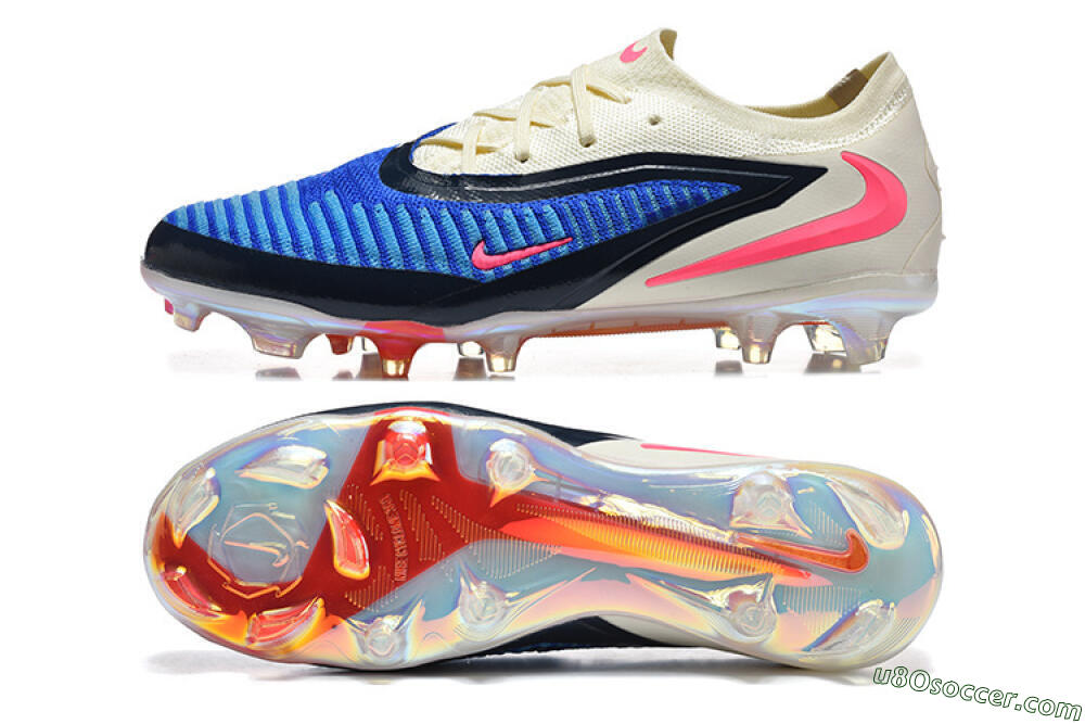 Nike Phantom 6 Elite Low FG Firm Ground Soccer Cleats - Blue/Electric Blue/Cream Beige 0