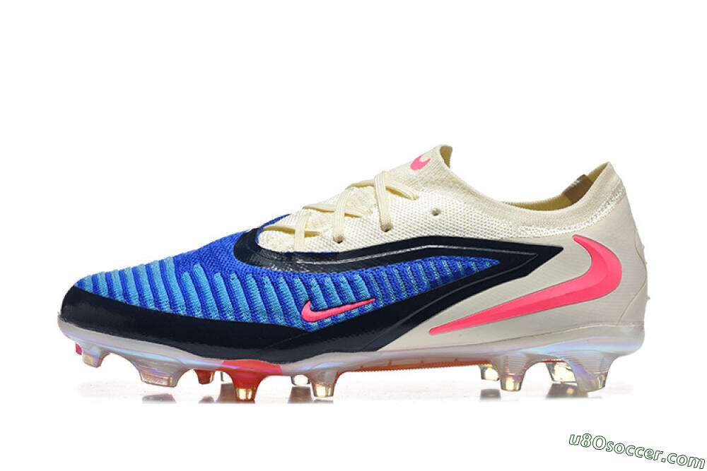 Nike Phantom 6 Elite Low FG Firm Ground Soccer Cleats - Blue/Electric Blue/Cream Beige 2