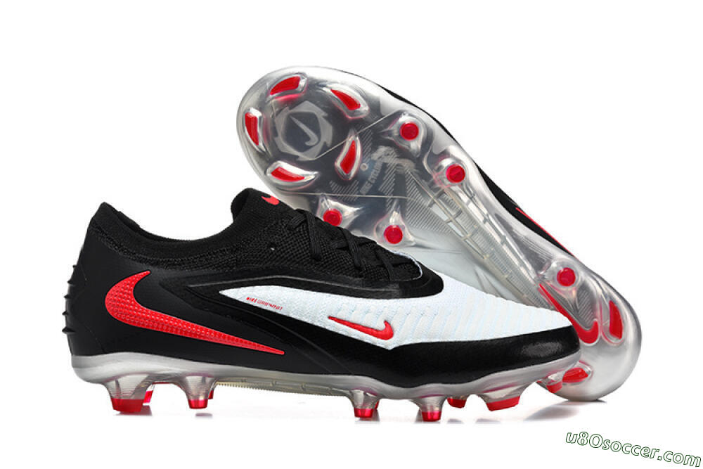 Nike Phantom 6 Elite Low FG Firm Ground Soccer Cleats - White/Red Blaze/Black Night 1