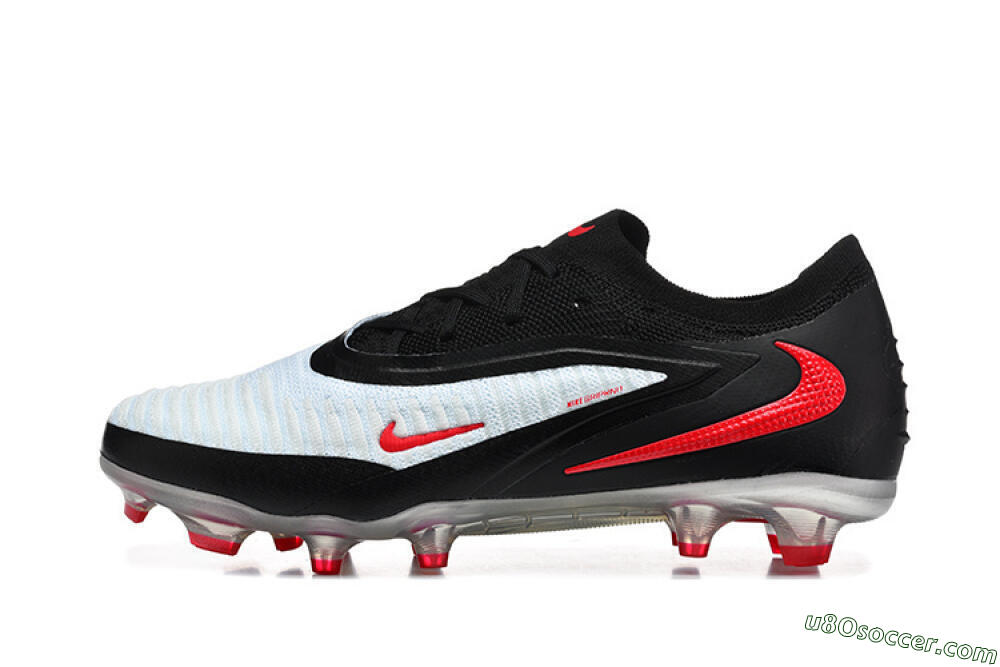 Nike Phantom 6 Elite Low FG Firm Ground Soccer Cleats - White/Red Blaze/Black Night 2