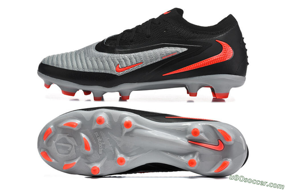 Nike Phantom 6 Elite Low FG Firm Ground Soccer Cleats - Gray/Electric Orange/Black 0