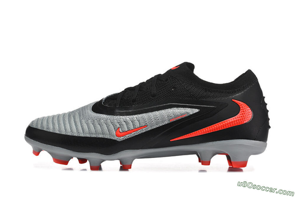 Nike Phantom 6 Elite Low FG Firm Ground Soccer Cleats - Gray/Electric Orange/Black 2