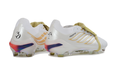 Adidas Predator 26 Elite Fold-Over Tongue FG Firm Ground Soccer Cleats - White/Gold Reflective/Light Cream