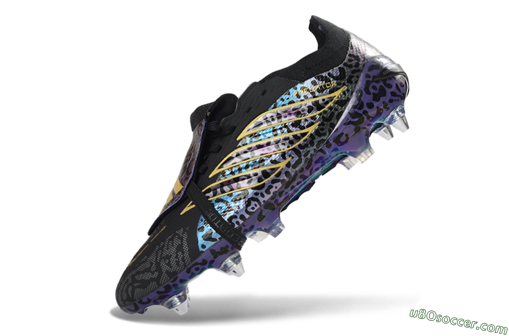 Adidas Predator 26 Elite Fold-Over Tongue SG Soft Ground Soccer Cleats - Black/Electric Blue/Gold 5