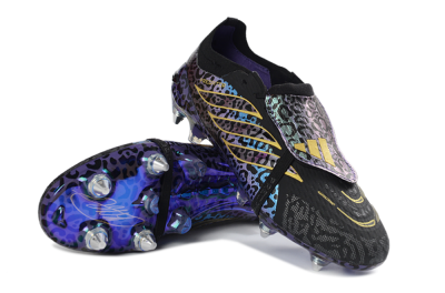 Adidas Predator 26 Elite Fold-Over Tongue SG Soft Ground Soccer Cleats - Black/Electric Blue/Gold