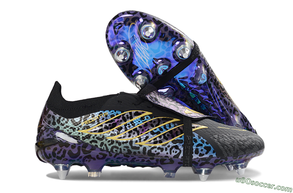 Adidas Predator 26 Elite Fold-Over Tongue SG Soft Ground Soccer Cleats - Black/Electric Blue/Gold 1