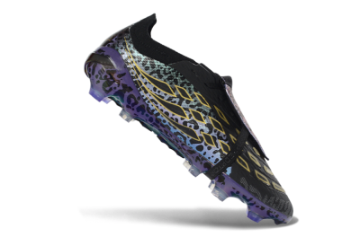 Adidas Predator 26 Elite Fold-Over Tongue FG Firm Ground Soccer Cleats - Black/Electric Blue/Deep Purple