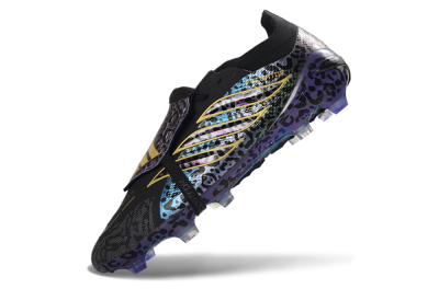 Adidas Predator 26 Elite Fold-Over Tongue FG Firm Ground Soccer Cleats - Black/Electric Blue/Deep Purple