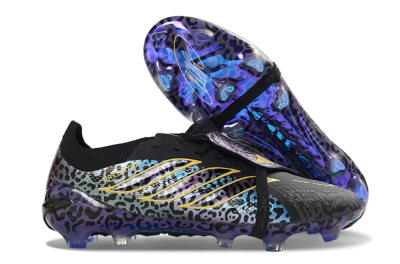 Adidas Predator 26 Elite Fold-Over Tongue FG Firm Ground Soccer Cleats - Black/Electric Blue/Deep Purple