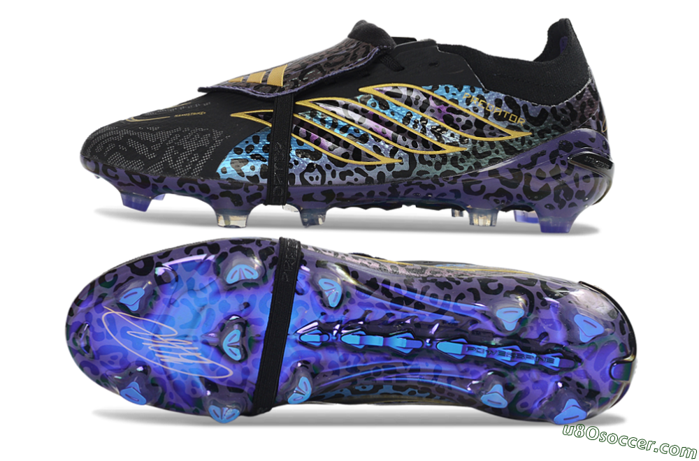 Adidas Predator 26 Elite Fold-Over Tongue FG Firm Ground Soccer Cleats - Black/Electric Blue/Deep Purple 0
