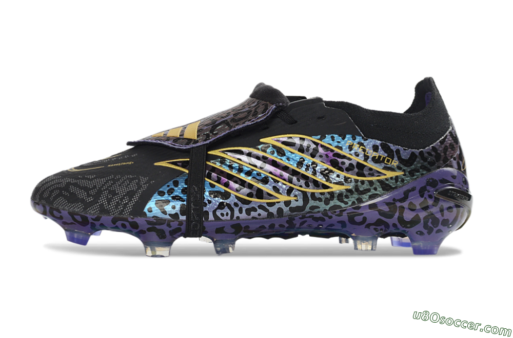 Adidas Predator 26 Elite Fold-Over Tongue FG Firm Ground Soccer Cleats - Black/Electric Blue/Deep Purple 2