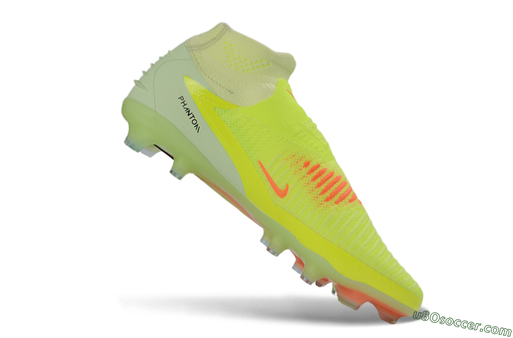 Nike Phantom 6 Elite High FG Firm Ground Soccer Cleats - Yellow/Electric Lime/Coral Red 4