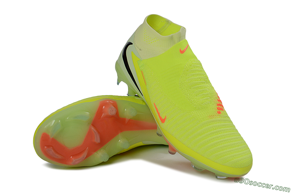 Nike Phantom 6 Elite High FG Firm Ground Soccer Cleats - Yellow/Electric Lime/Coral Red 3