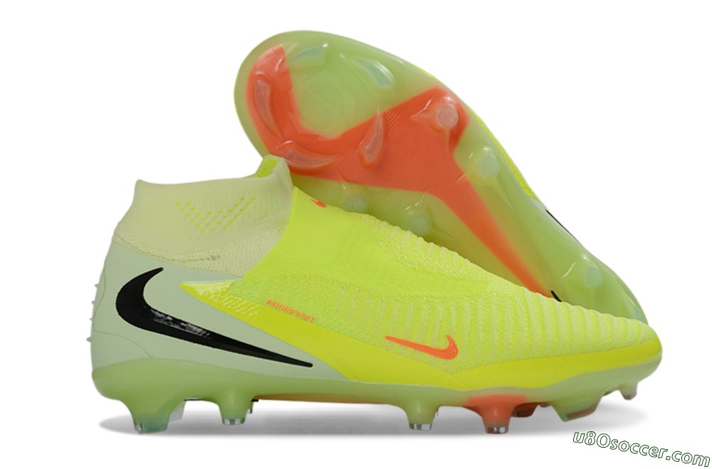 Nike Phantom 6 Elite High FG Firm Ground Soccer Cleats - Yellow/Electric Lime/Coral Red 1