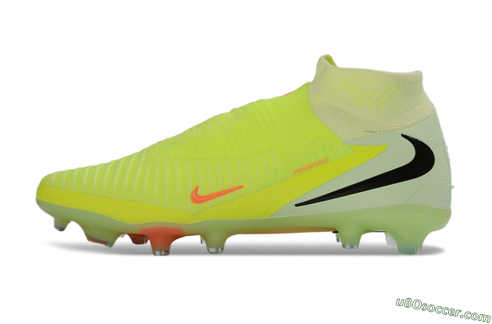 Nike Phantom 6 Elite High FG Firm Ground Soccer Cleats - Yellow/Electric Lime/Coral Red 2