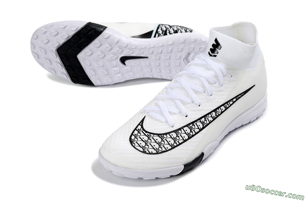 Nike Air Zoom Mercurial Superfly 10 Elite TF Artificial Turf Soccer Shoes - White/Midnight Black/Soft Grey 3