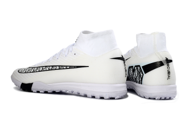 Nike Air Zoom Mercurial Superfly 10 Elite TF Artificial Turf Soccer Shoes - White/Midnight Black/Soft Grey