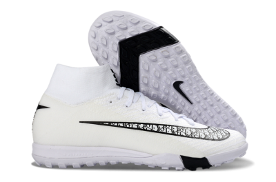 Nike Air Zoom Mercurial Superfly 10 Elite TF Artificial Turf Soccer Shoes - White/Midnight Black/Soft Grey