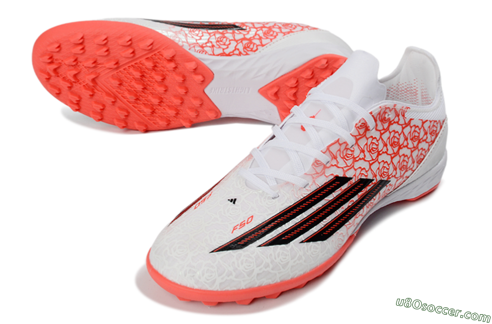 Adidas F50 Pro TF Artificial Turf Soccer Shoes - White/Flamingo Pink/Neon Black 3