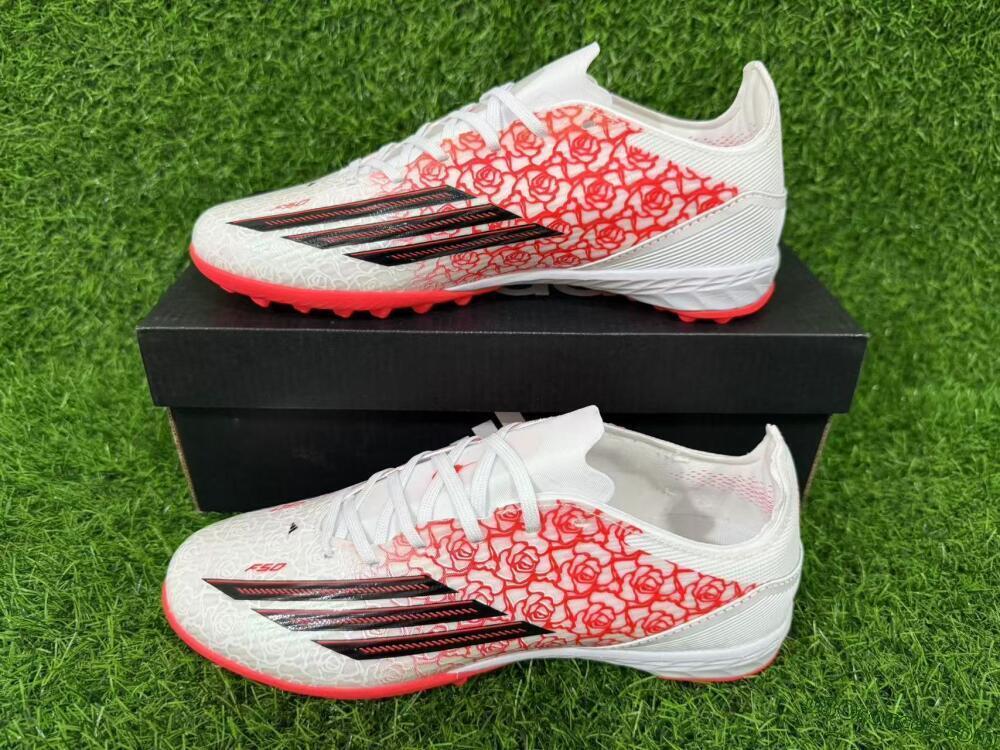 Adidas F50 Pro TF Artificial Turf Soccer Shoes - White/Flamingo Pink/Neon Black