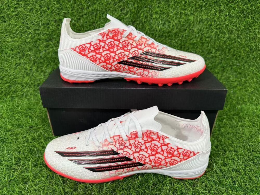 Adidas F50 Pro TF Artificial Turf Soccer Shoes - White/Flamingo Pink/Neon Black