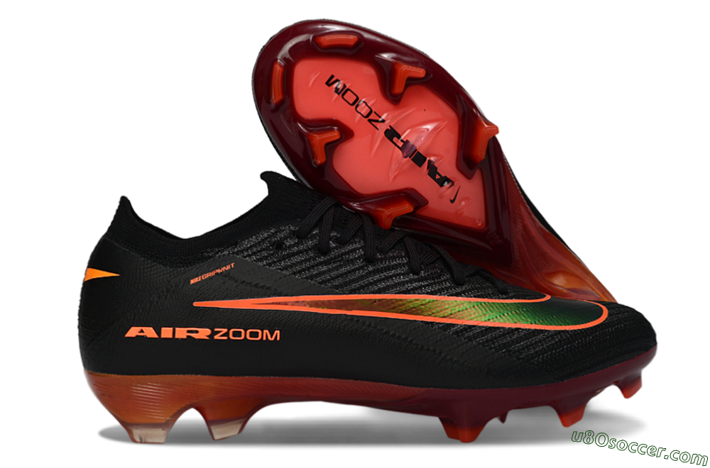 Nike Air Zoom Mercurial Vapor 16 Elite FG Firm Ground Soccer Cleats - Black/Electric Orange/Metallic Green 1