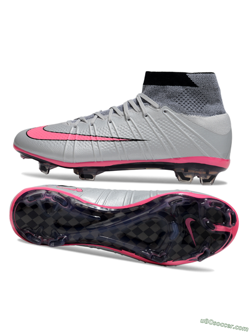 Nike Zoom Mercurial Superfly 4 Elite FG Firm Ground Soccer Cleats - Gray/Neon Pink/Black 0