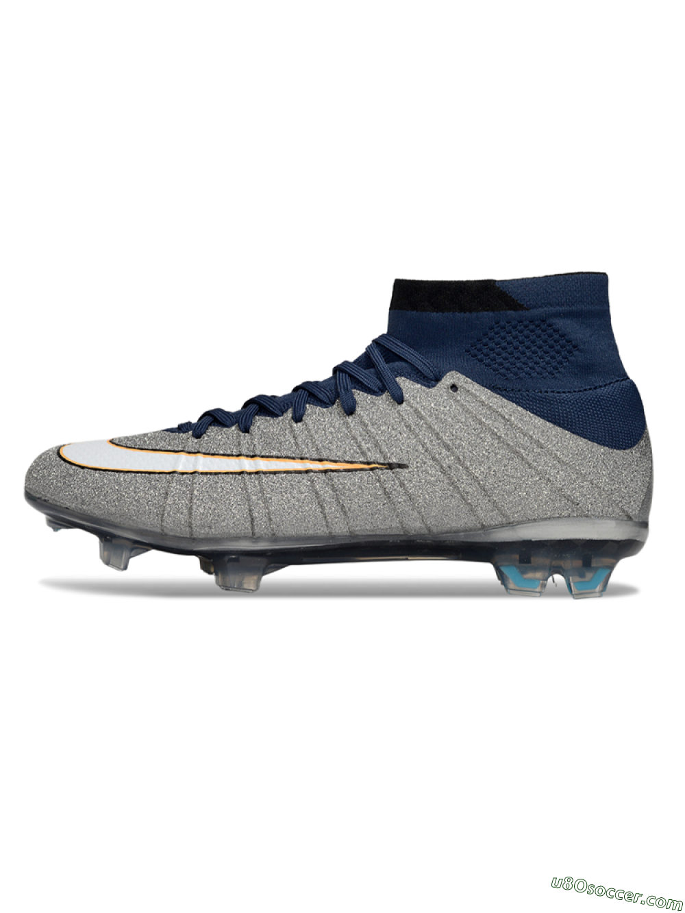 Nike Zoom Mercurial Superfly 4 Elite FG Firm Ground Soccer Cleats - Gray/Navy Blue/Metallic Silver 2