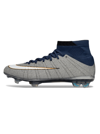 Nike Zoom Mercurial Superfly 4 Elite FG Firm Ground Soccer Cleats - Gray/Navy Blue/Metallic Silver