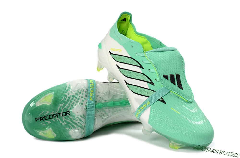 Adidas Predator 26 Elite Fold-Over Tongue FG Firm Ground Soccer Cleats - Aqua/Mint Green/Fluorescent Yellow 3