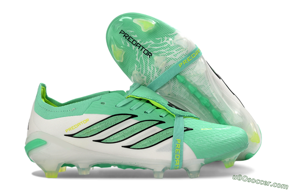 Adidas Predator 26 Elite Fold-Over Tongue FG Firm Ground Soccer Cleats - Aqua/Mint Green/Fluorescent Yellow 1