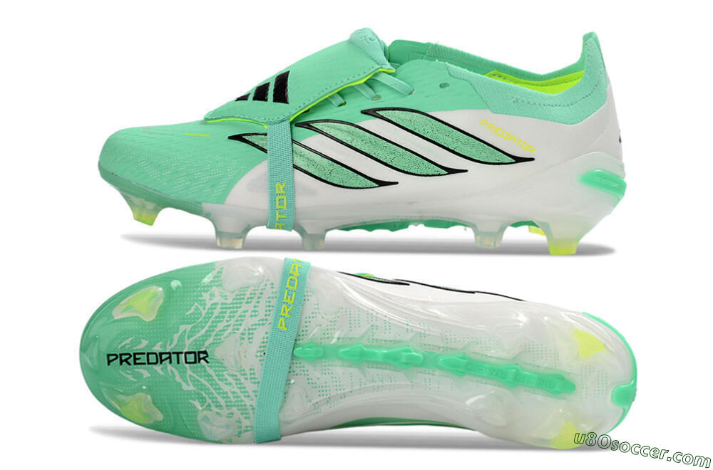 Adidas Predator 26 Elite Fold-Over Tongue FG Firm Ground Soccer Cleats - Aqua/Mint Green/Fluorescent Yellow 0