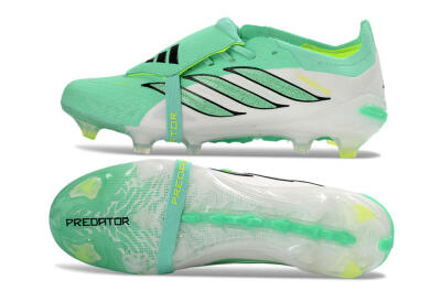 Adidas Predator 26 Elite Fold-Over Tongue FG Firm Ground Soccer Cleats - Aqua/Mint Green/Fluorescent Yellow