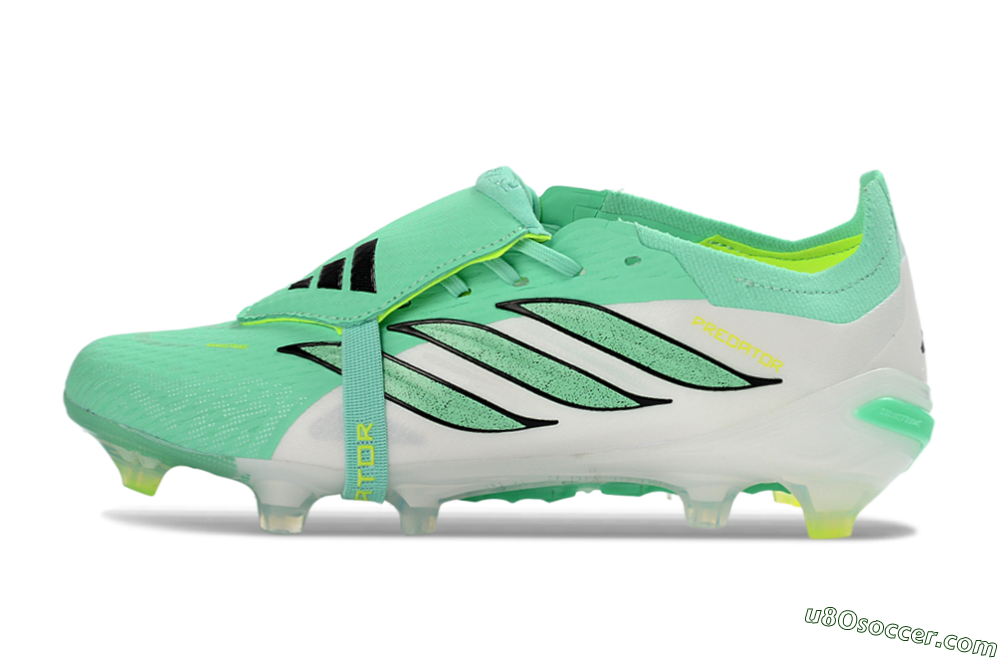 Adidas Predator 26 Elite Fold-Over Tongue FG Firm Ground Soccer Cleats - Aqua/Mint Green/Fluorescent Yellow 2