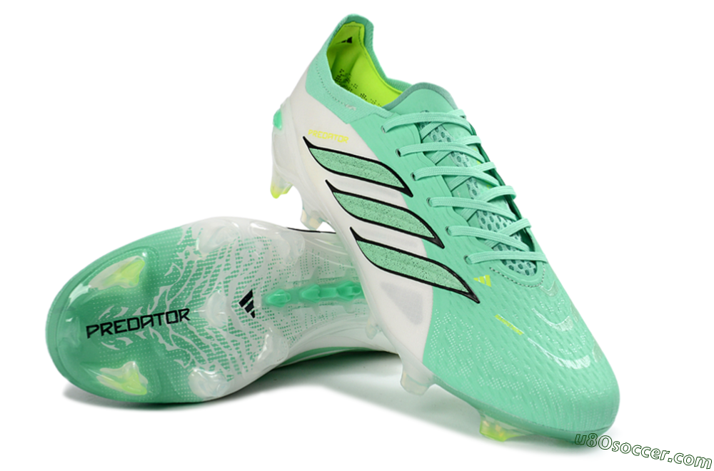 Adidas Predator 26 Elite FG Firm Ground Soccer Cleats - Aqua/Lime Green/Black 3