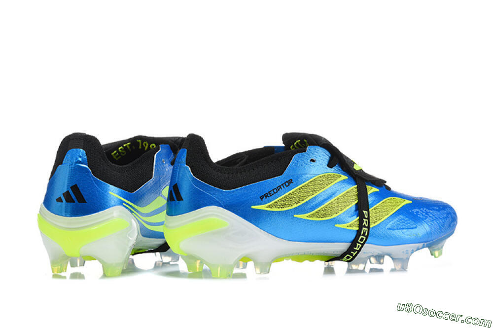 Adidas Predator 26 Elite Fold-Over Tongue FG Firm Ground Soccer Cleats - Blue/Electric Blue/Lime Green 9