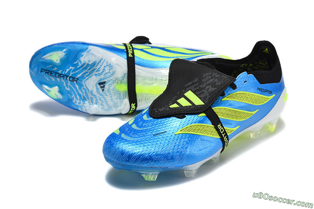 Adidas Predator 26 Elite Fold-Over Tongue FG Firm Ground Soccer Cleats - Blue/Electric Blue/Lime Green 3