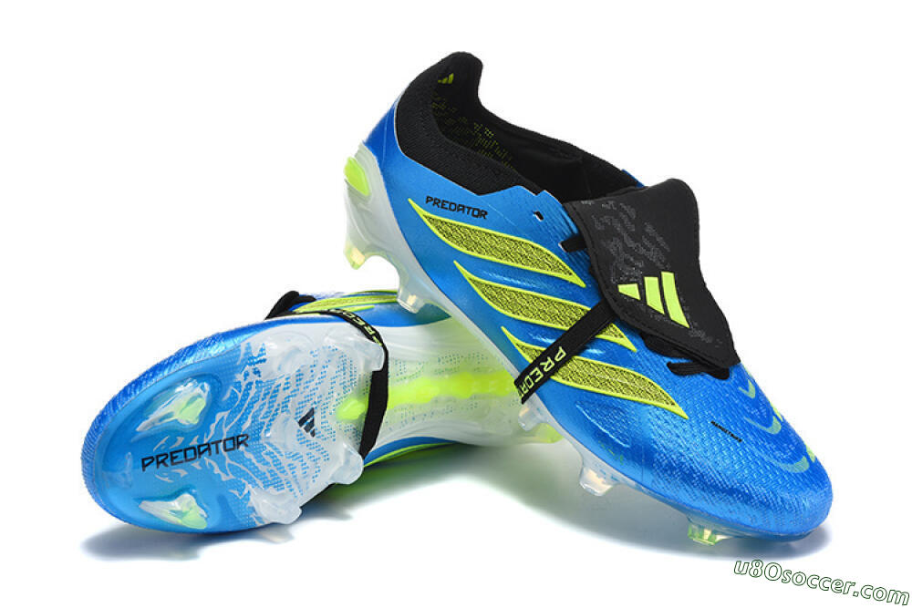 Adidas Predator 26 Elite Fold-Over Tongue FG Firm Ground Soccer Cleats - Blue/Electric Blue/Lime Green 4
