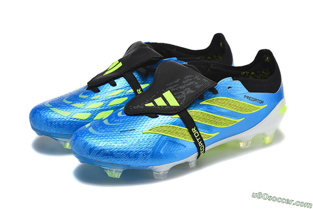 Adidas Predator 26 Elite Fold-Over Tongue FG Firm Ground Soccer Cleats - Blue/Electric Blue/Lime Green 5