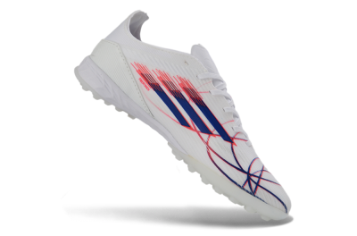 Adidas F50 Pro TF Artificial Turf Soccer Shoes - White/Electric Blue/Crimson Red