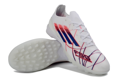 Adidas F50 Pro TF Artificial Turf Soccer Shoes - White/Electric Blue/Crimson Red